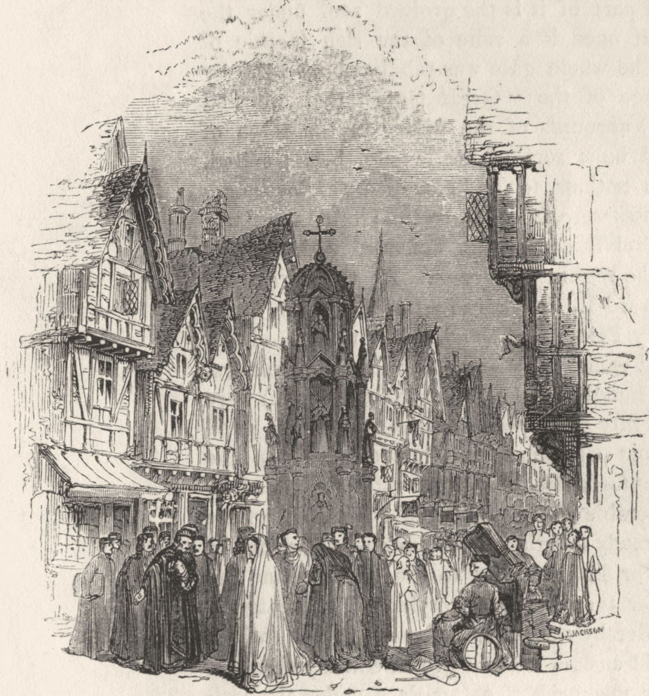 LONDON. Street in London ; Cheapside 1845 old antique vintage print picture